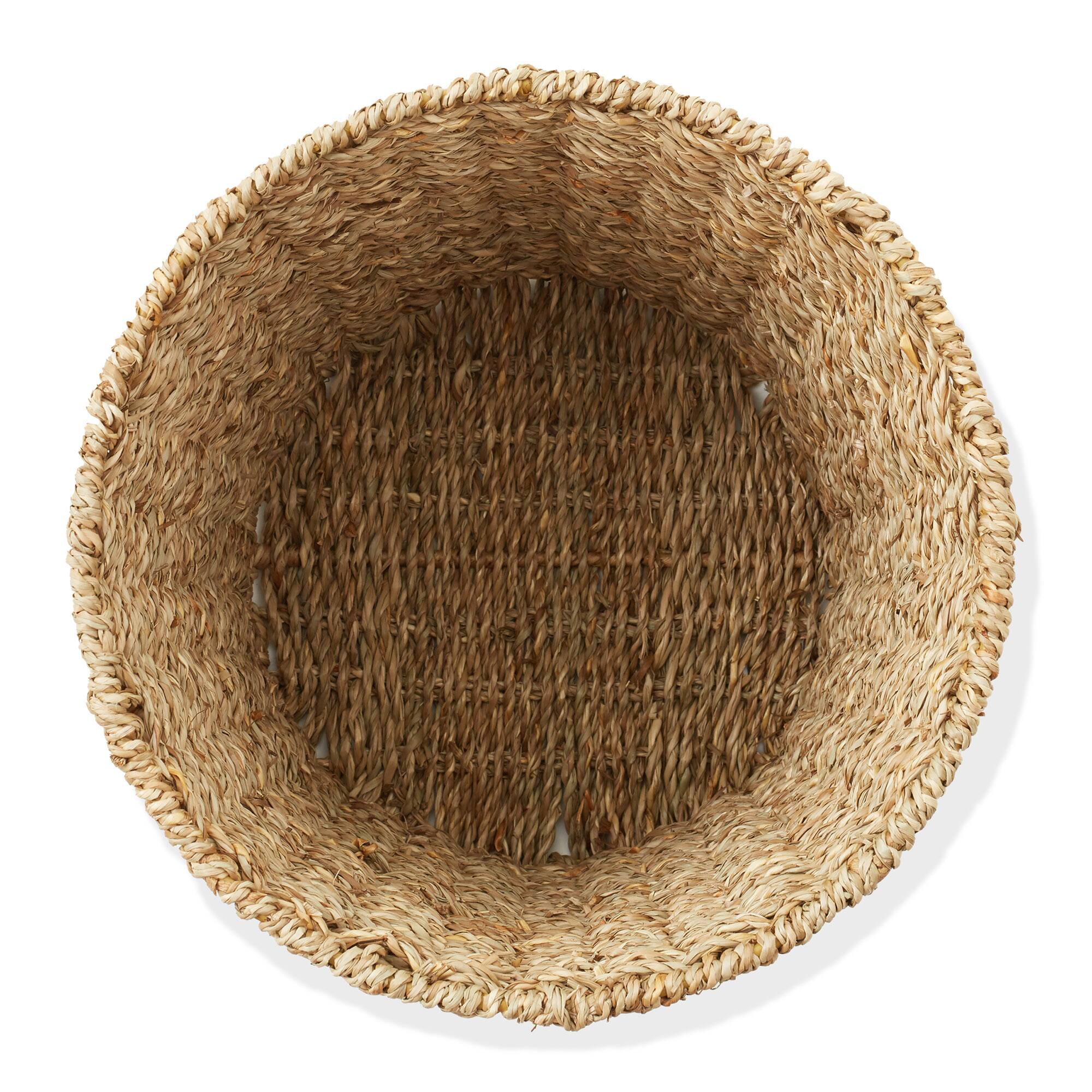 Alt View 4. Casafield - Seagrass Water Hyacinth Waste Basket - Woven Trash Can - Natural - Seagrass.