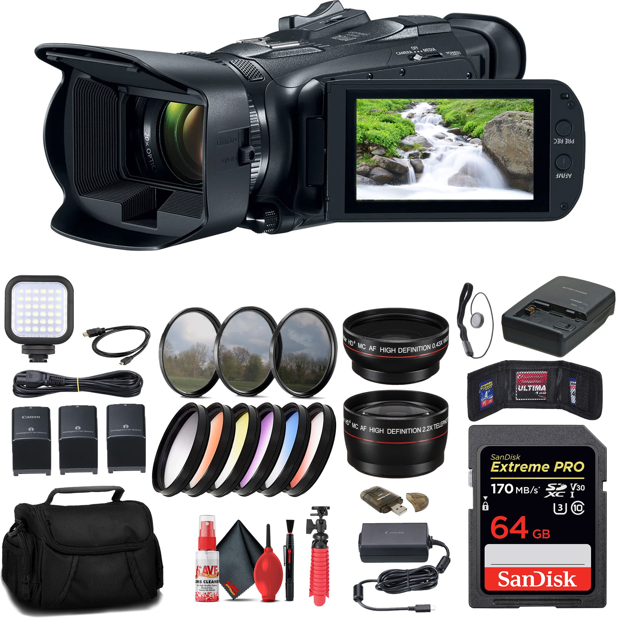 Canon - Vixia HF G70 UHD 4K Camcorder + 64GB Memory Card + 2 x BP828 + More (International Version)