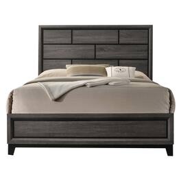 Manhattan Lane - Erica Queen Size Bed, Gray, Black Wood Finish, Panel Style Headboard - Gray, Black
