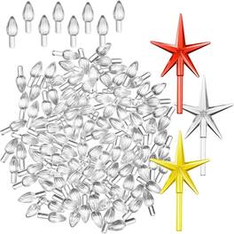 Schertz - Ceramic Christmas Tree Replacement Lights – 108 Clear Bulbs, 3 Star Toppers