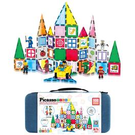 PicassoTiles - 100 PC Magnetic Tiles, Magnetic Building Blocks for Kids 3+, Include Large Carry Case