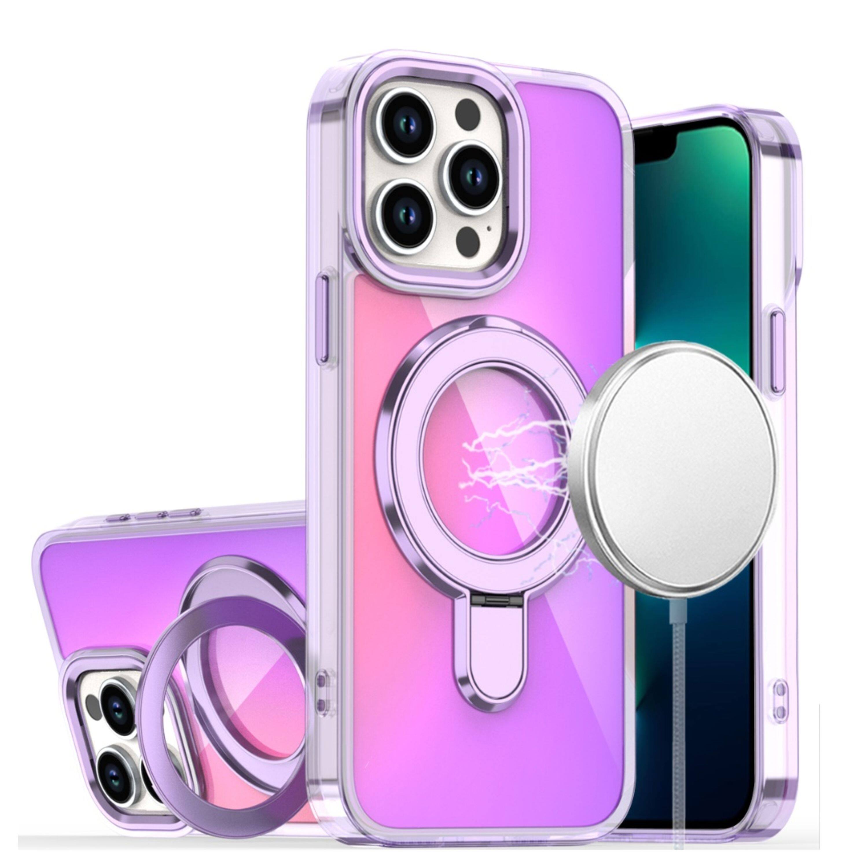 Kitcheniva - Radiant Chrome Cover With Magnetic Circle And Stand Phone Case For iPhone 13 Pro Max - Light Purple price history on PriceWatchPro