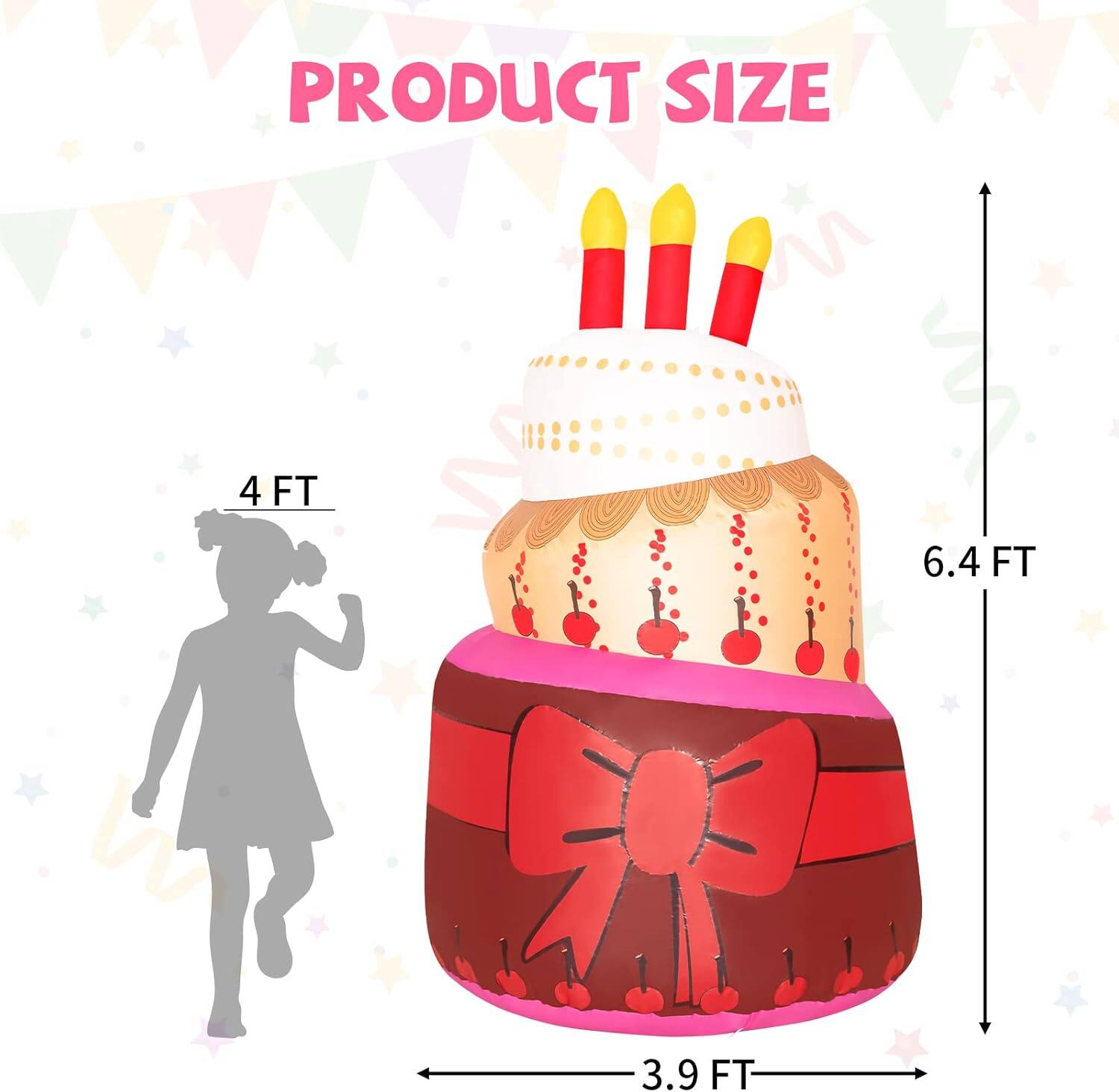 PRODUCT SIZE  
4 FT  
6.4 FT  
3.9 FT