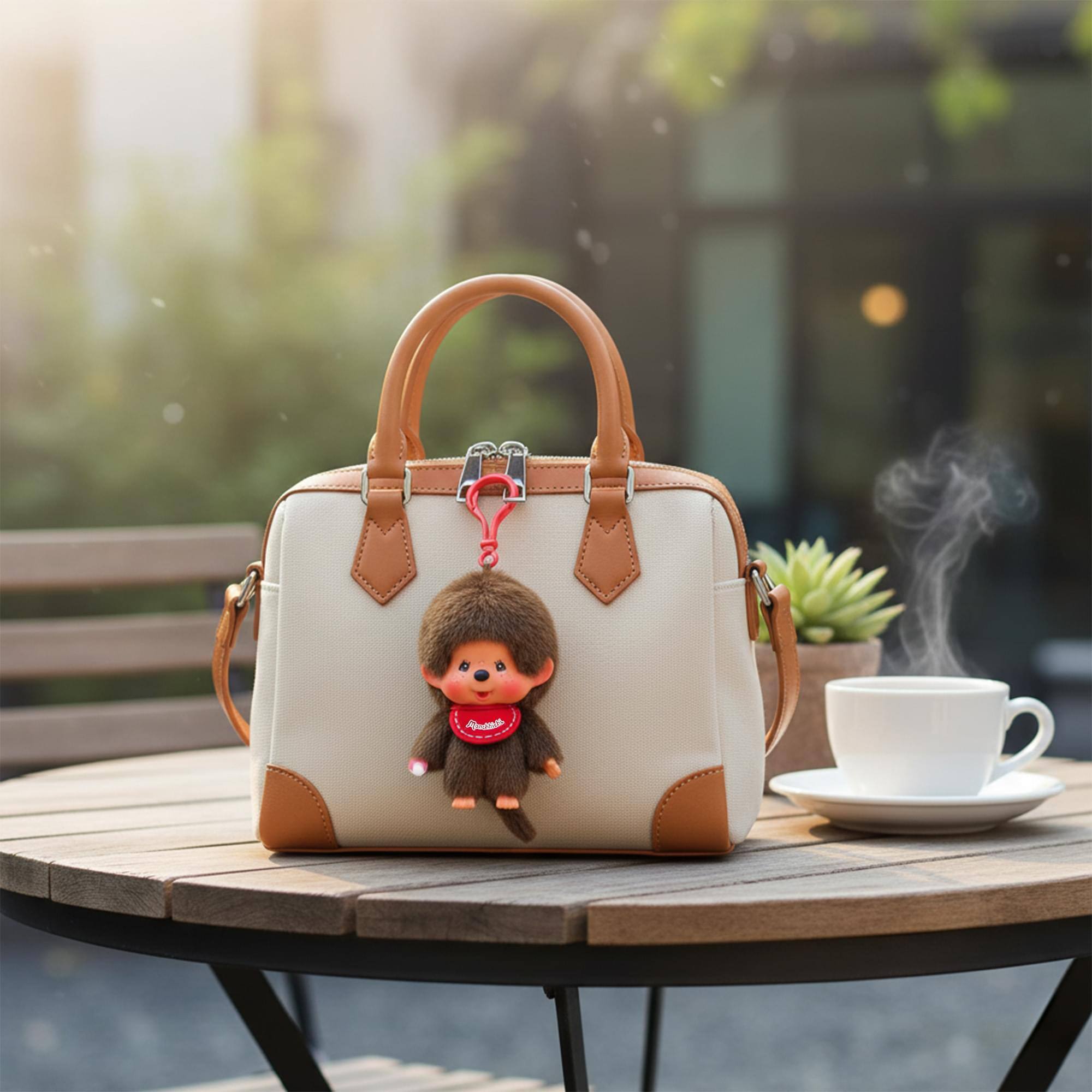 Alt View 10. Sumikkogurashi - Monchhichi Boy 4 Inch Plush Keychain - Brown.