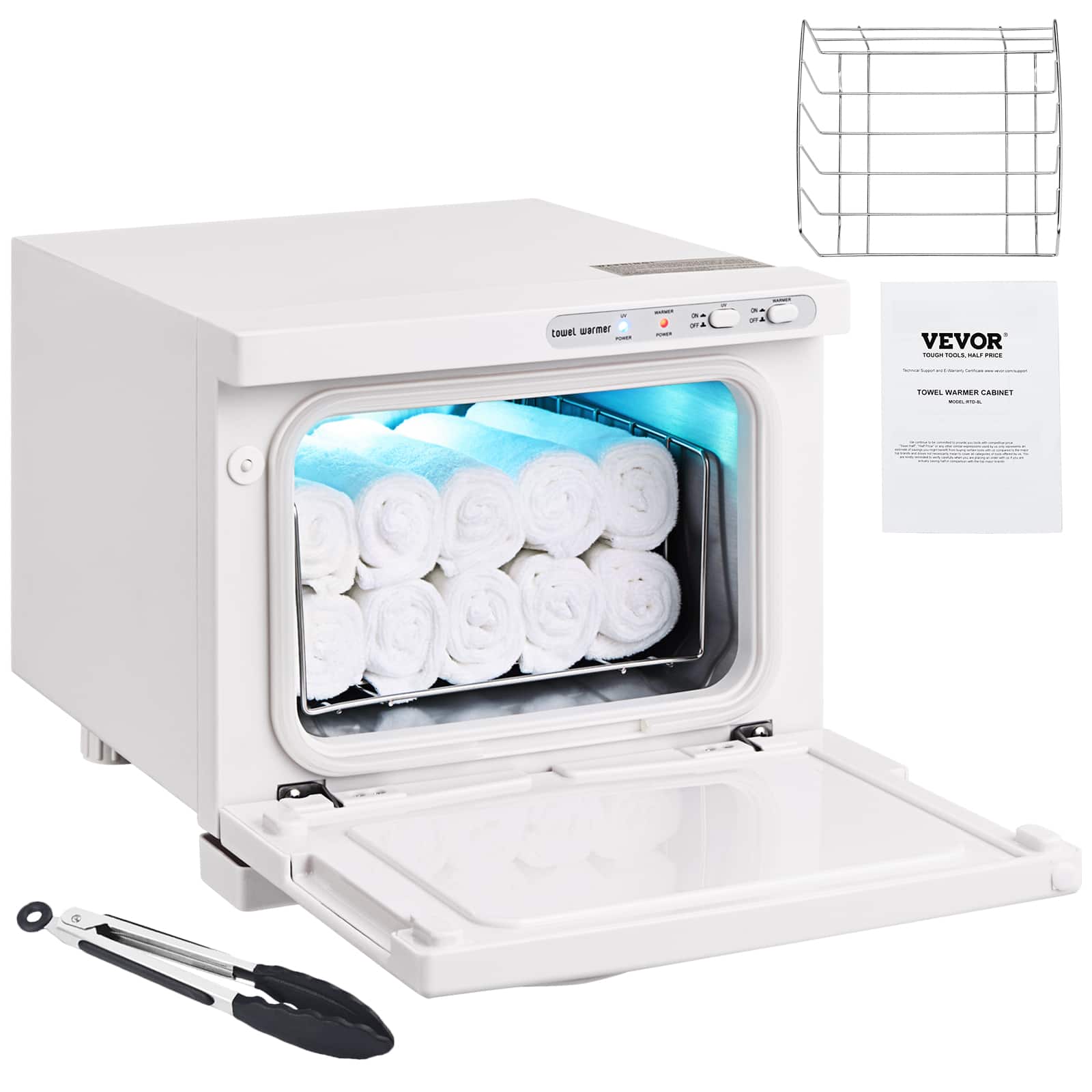 VEVOR - Hot Towel Warmer, 8L Spa Hot Towel Warmer Cabinet, 2-in-1 Towel Warmer with Stainless Steel Rack, Holds up to 16 Towels - White