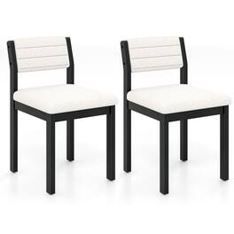 Gymax - Dining Chair Set of 2 Sherpa Upholstered Kitchen Chairs w/ Wood Frame White - Black, White