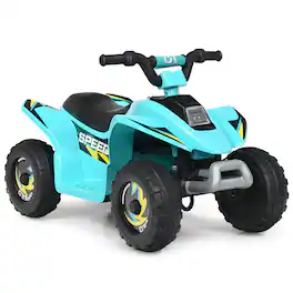 Costway - 6V Kids Electric Quad ATV 4 Wheels Ride On Toy for Toddlers Forward&Reverse - Blue