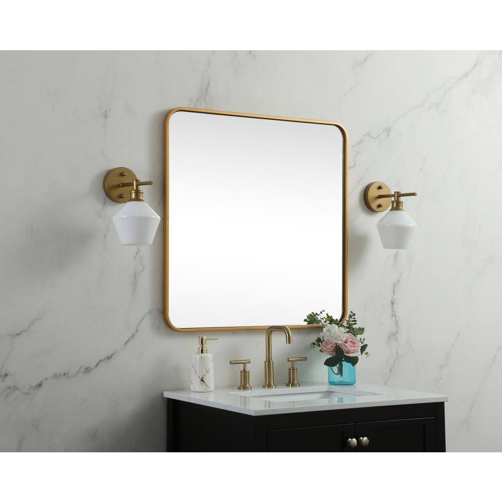 Alt View 4. Elegant Decor - Soft corner metal square mirror 30x30 inch in Brass - Brass.