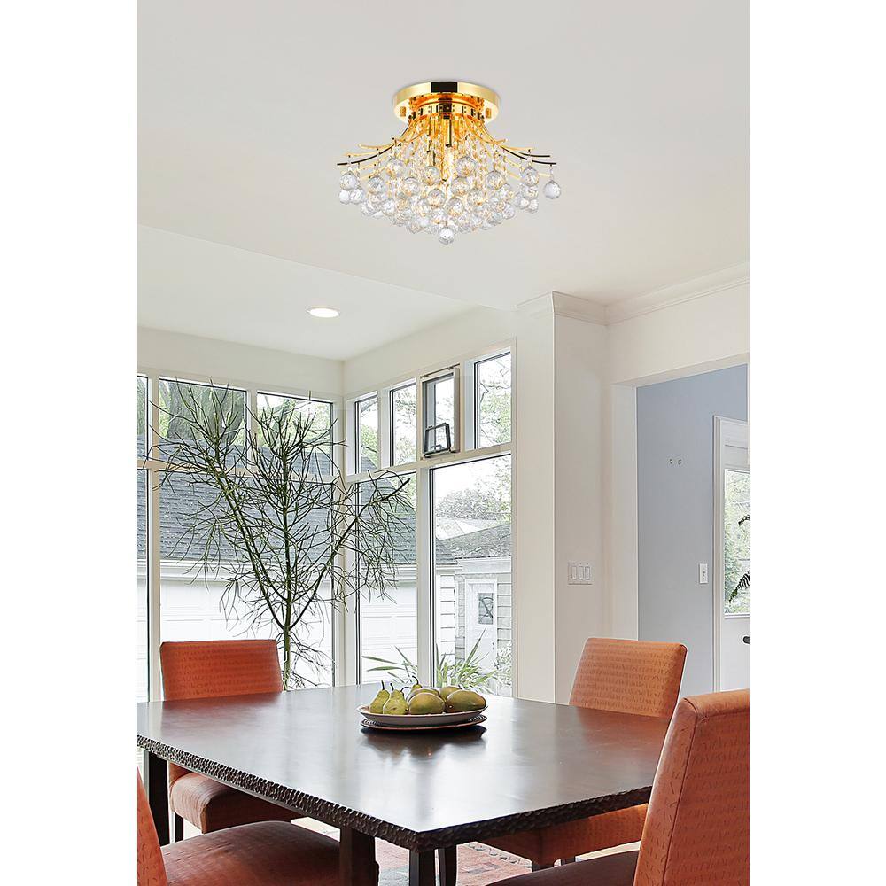 Left. Elegant Lighting - Toureg 6 light Gold Flush Mount Clear Royal Cut Crystal - Gold.