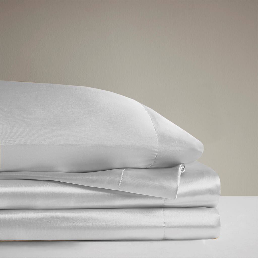 Alt View 2. Gracie Mills - Gracie Mills Coralie 6-Piece Wrinkle-free Satin Sheet Set - Light Grey.