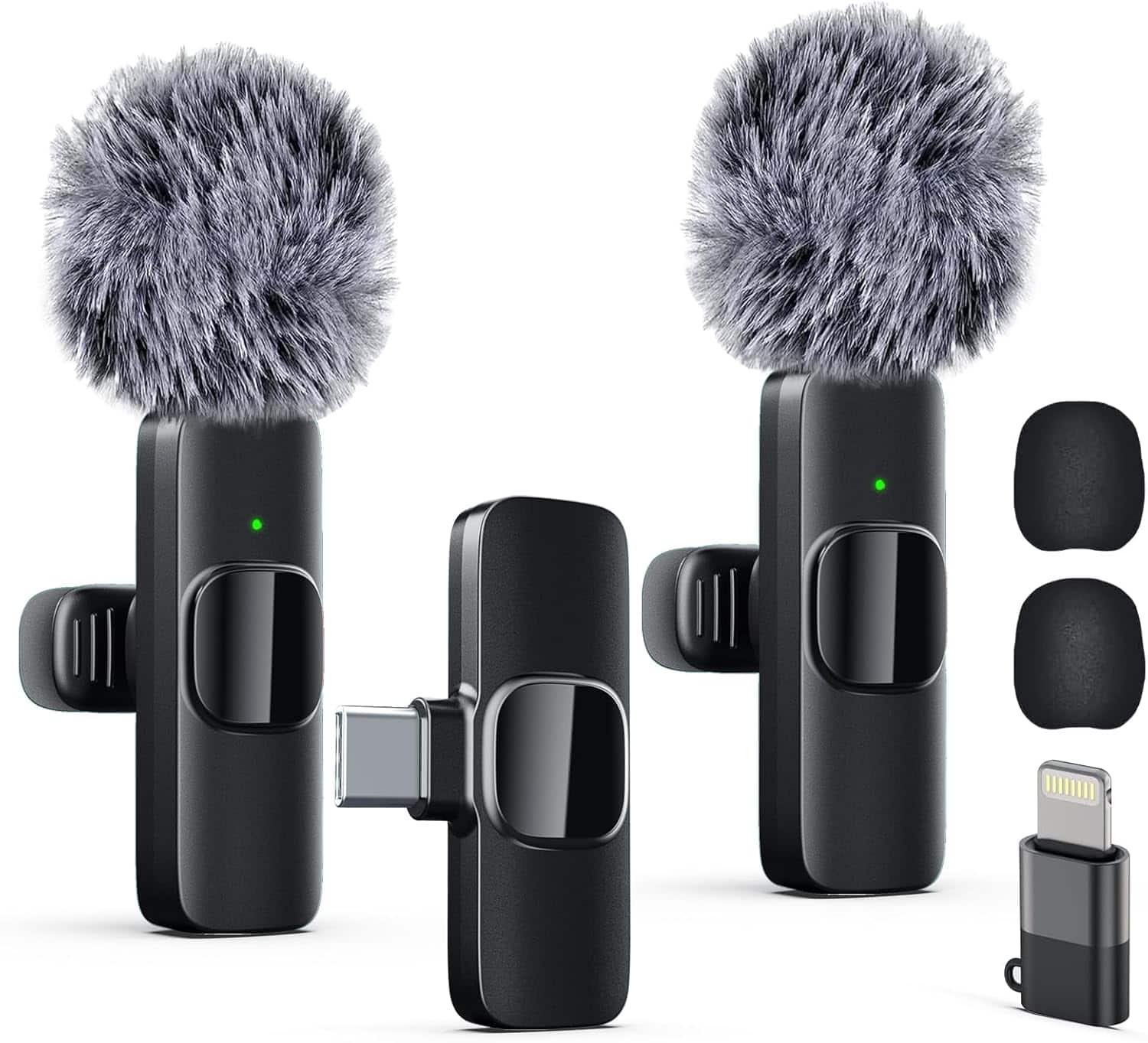 Core Tech - Wireless Lavalier Microphone for iPhone & iPad – Clip-On Mic with Noise Reduction, Plug & Play for Video & Streaming - Black