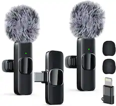 Front. Core Tech - Wireless Lavalier Microphone for iPhone & iPad – Clip-On Mic with Noise Reduction, Plug & Play for Video & Streaming - Black.
