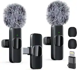 Core Tech - Wireless Lavalier Microphone for iPhone & iPad – Clip-On Mic with Noise Reduction, Plug & Play for Video & Streaming - Black
