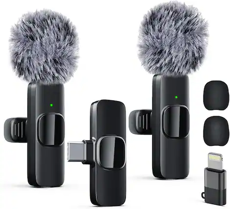 Front. Core Tech - Wireless Lavalier Microphone for iPhone & iPad – Clip-On Mic with Noise Reduction, Plug & Play for Video & Streaming - Black.