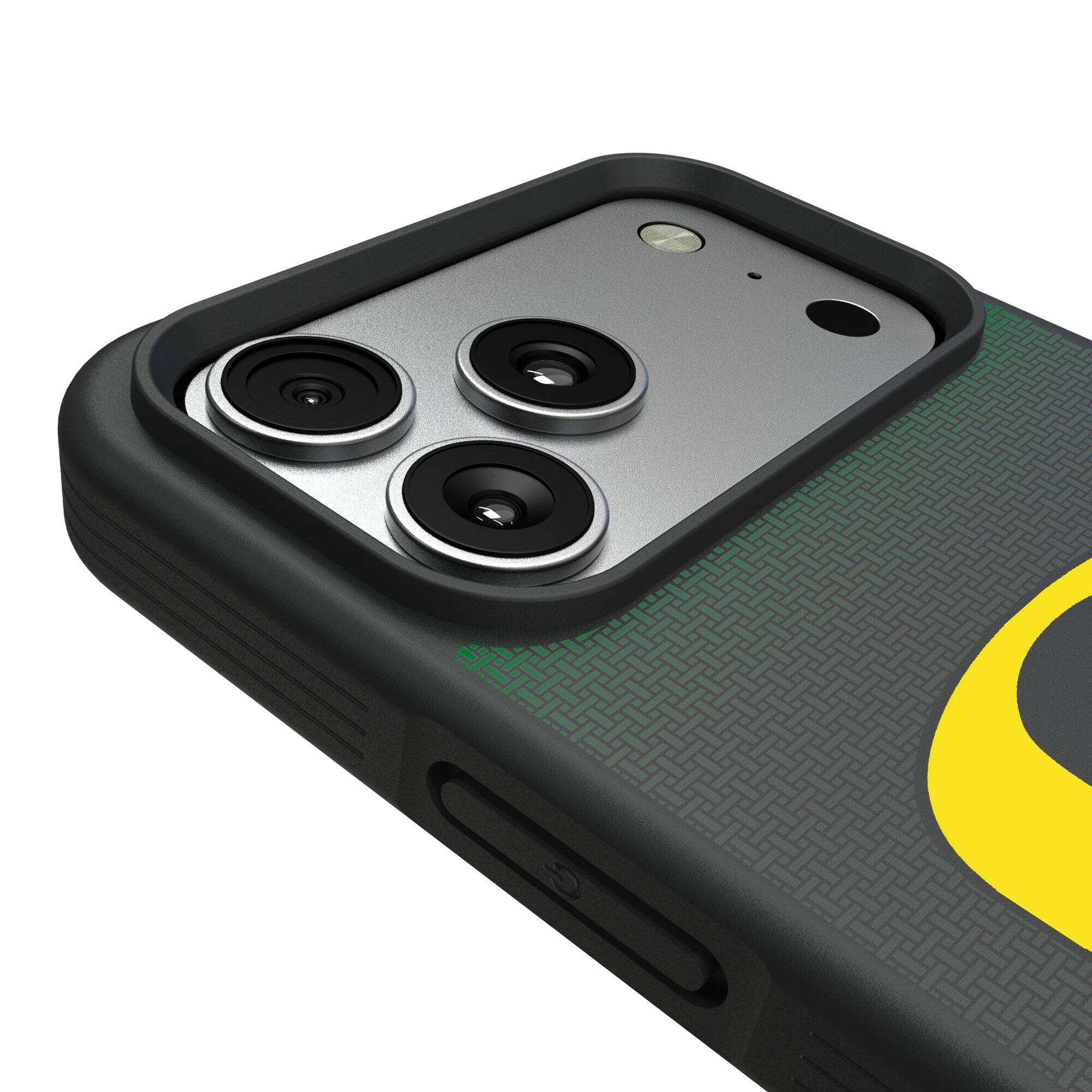 Alt View 2. Keyscaper - Oregon Ducks Bump Case with 8.2ft Drop Protection - 16 Pro Max - Black.