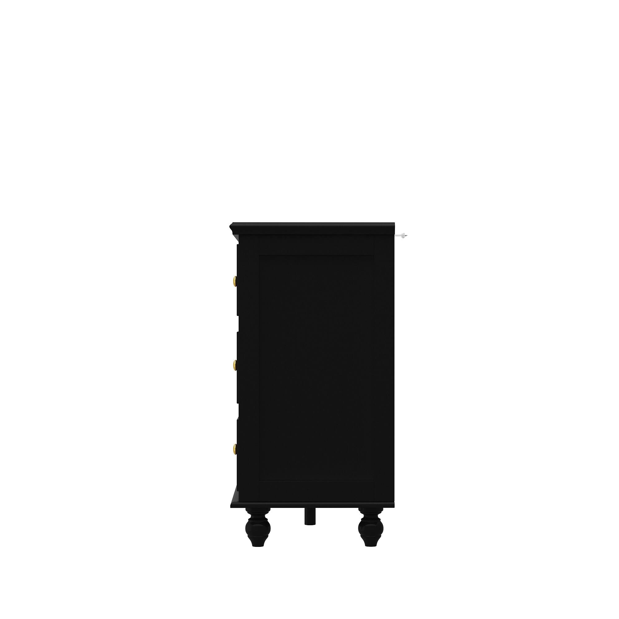 Left. FUFU & GAGA - FUFU&GAGA Black 9 - Drawer Dresser: Stylish Storage with Solid Wood Legs - Black.