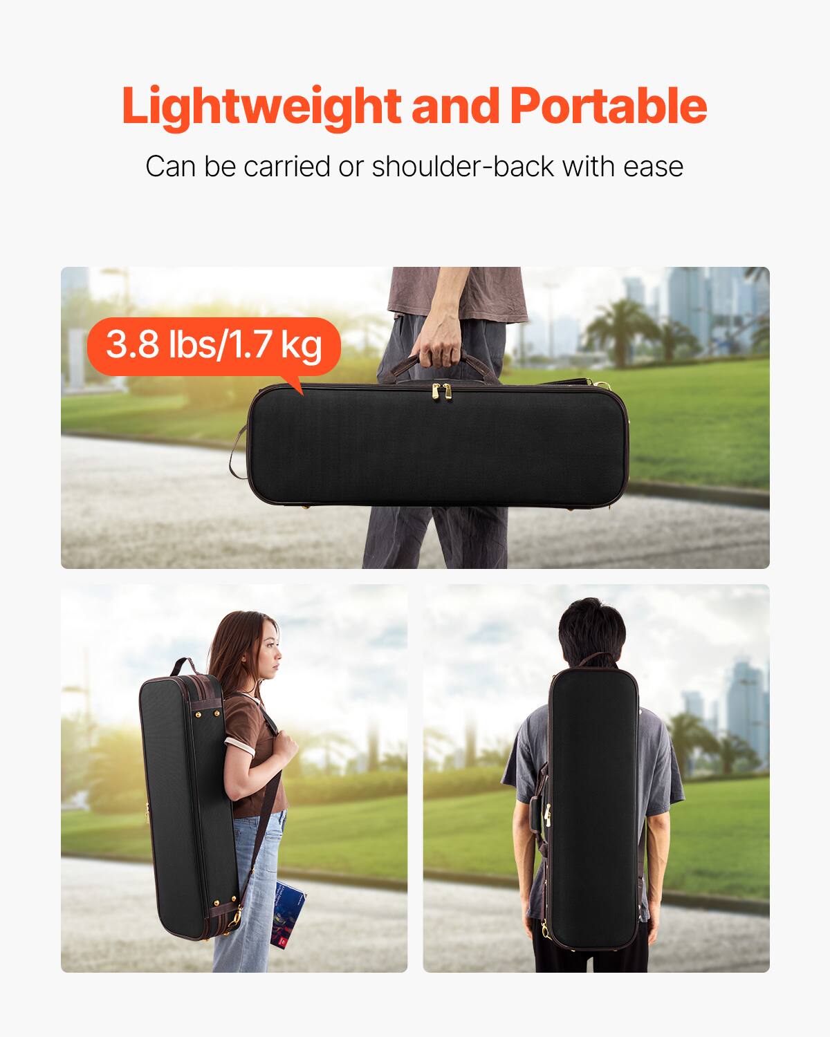 VEVOR 4/4 Full Size Violin Case, Built in Hygrometer, Lightweight