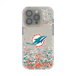 Keyscaper - NFL - Miami Dolphins iPhone Clear Case with Confetti Design - 15 - Multicolor