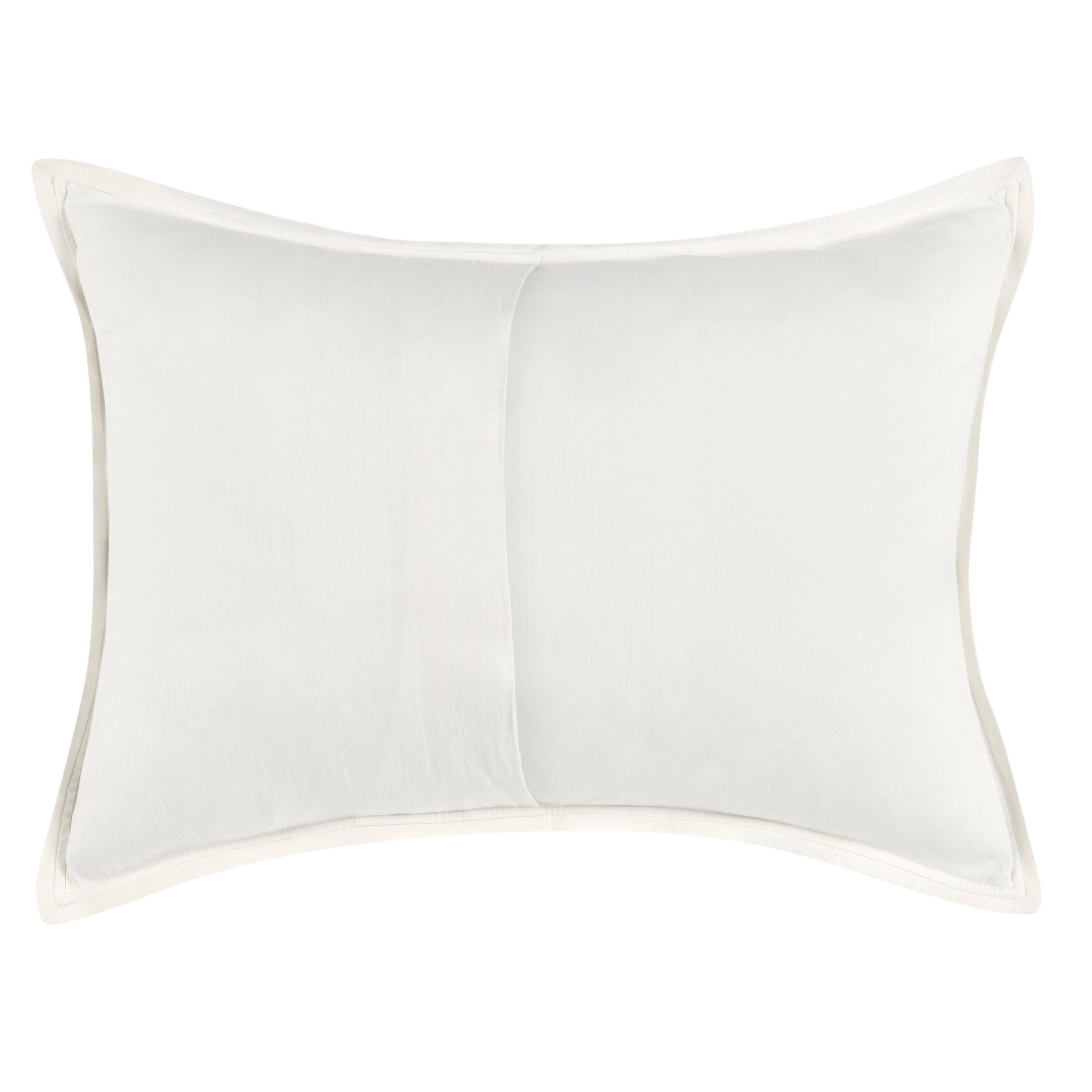Angle. Manhattan Lane - Doji 20 x 26 Standard Pillow Sham, Soft   Cotton, Premium Linen - Ivory White.