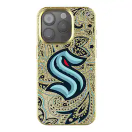 Keyscaper - NHL - Seattle Kraken Paisley Bling iPhone Case - 15 - Gold