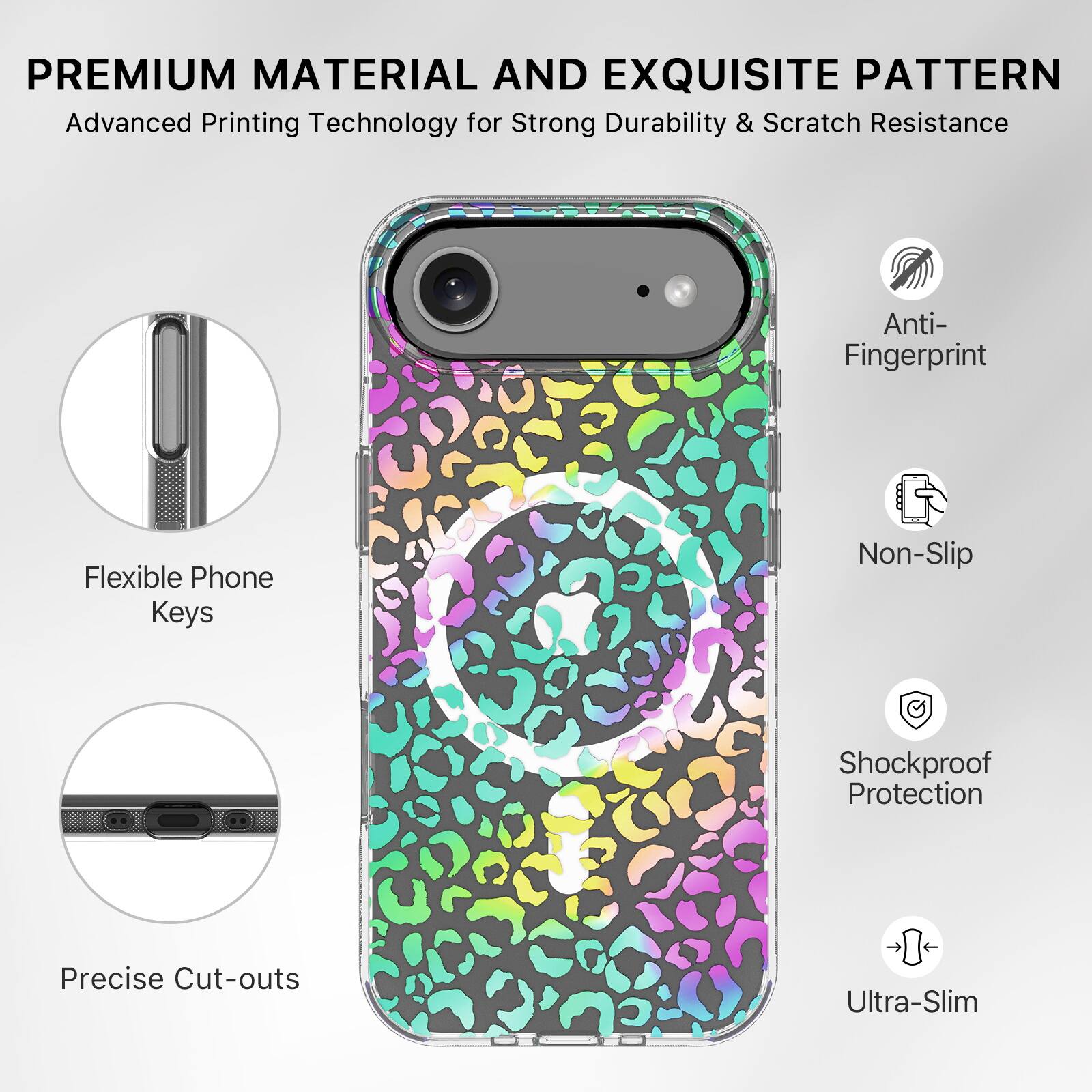 PREMIUM MATERIAL AND EXQUISITE PATTERN  
Advanced Printing Technology for Strong Durability & Scratch Resistance  

- Flexible Phone Keys  
- Precise Cut-outs  
- Anti-Fingerprint  
- Non-Slip  
- Shockproof Protection  
- Ultra-Slim