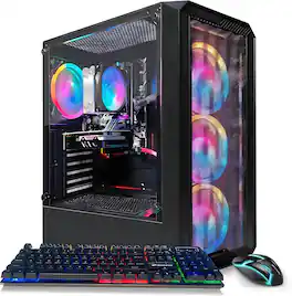 STGAubron - Gaming PC Computer Desktop, AMD Ryzen 3200G 3.6G, Radeon RX 590 8G, 16G DDR4, 512G SSD, WiFi 6, BT 5.0, Win11H - Black