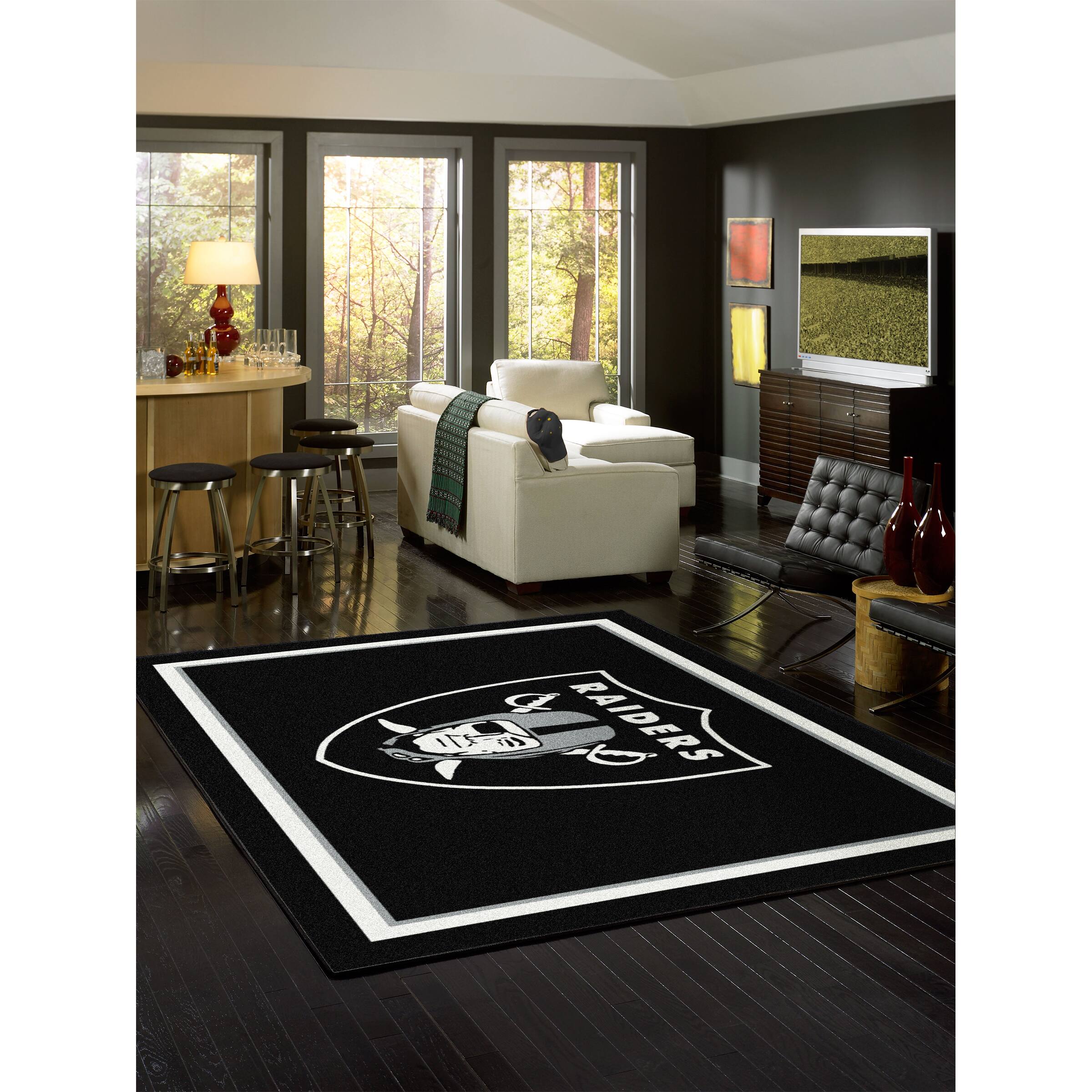 Alt View 1. Imperial - Las Vegas Raiders 7'8'' x 10'9'' Spirit Rug - Black.
