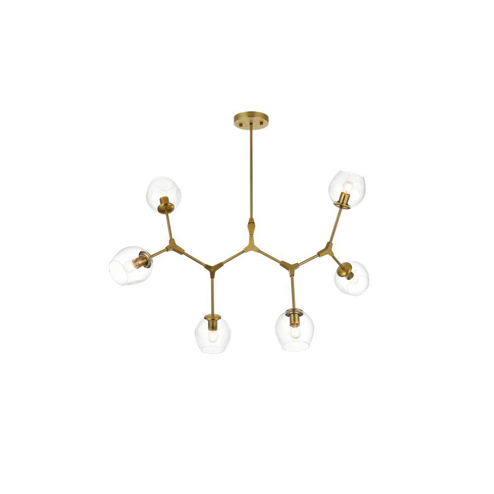 Alt View 6. Elegant Lighting - Cavoli 49 inch Chandelier in Brass - Brass.