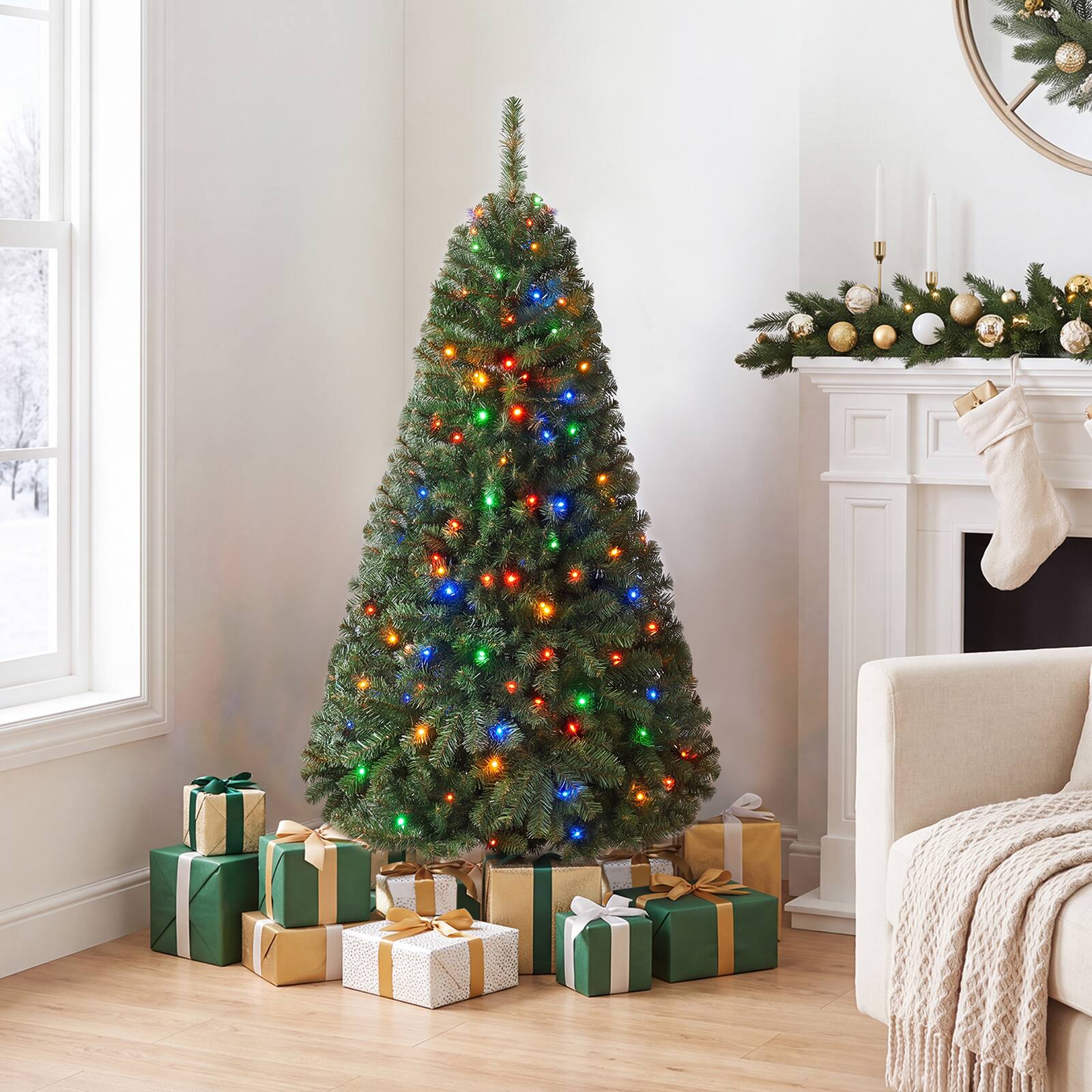 Alt View 4. Costway - Costway 5 FT Prelit Christmas Tree with 150 LED Lights & 600 PVC Branch Tips, Metal Stand - Green.