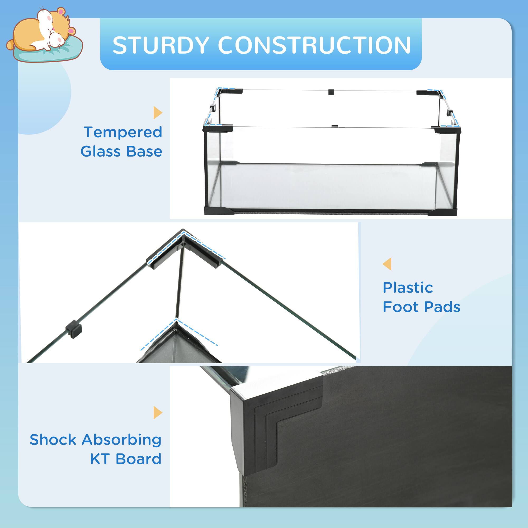 STURDY CONSTRUCTION

- Tempered Glass Base
- Plastic Foot Pads
- Shock Absorbing KT Board