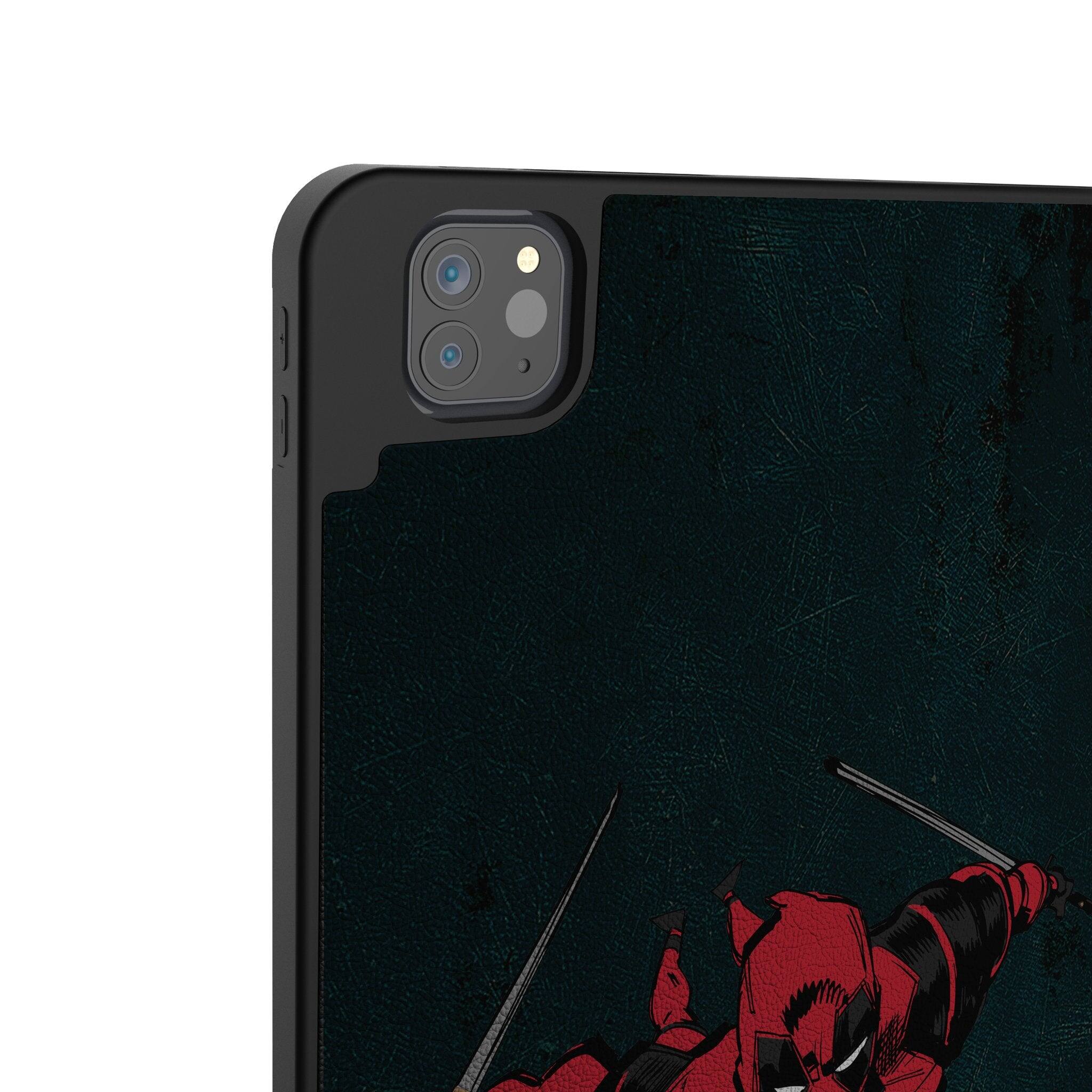 Left. Keyscaper - Marvel Badge Tablet Case - Apple iPad Pro 12.9in (6th/5th Gen) - Deadpool 1.