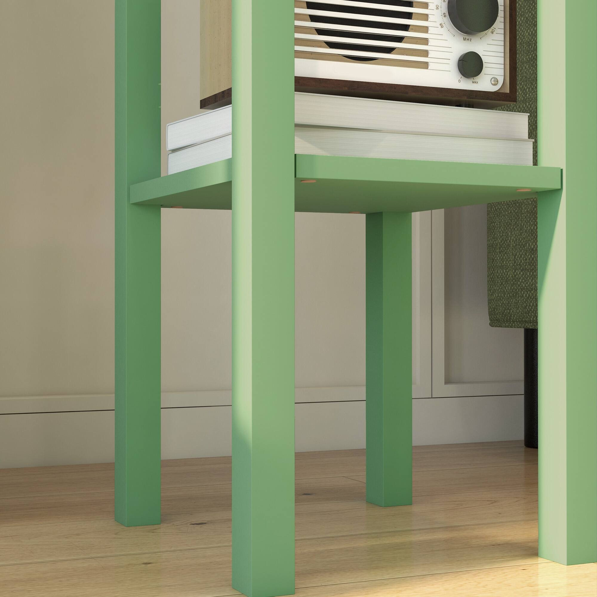Alt View 8. Homcom - Side Table with Drawer and Shelf - Green.