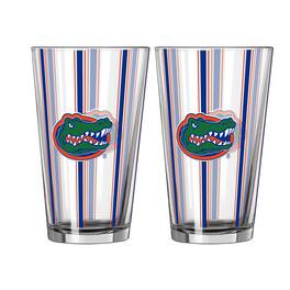 Logo Brands - Florida Gators Two-Piece 16oz. Striped Pint Glass Set - Multicolor