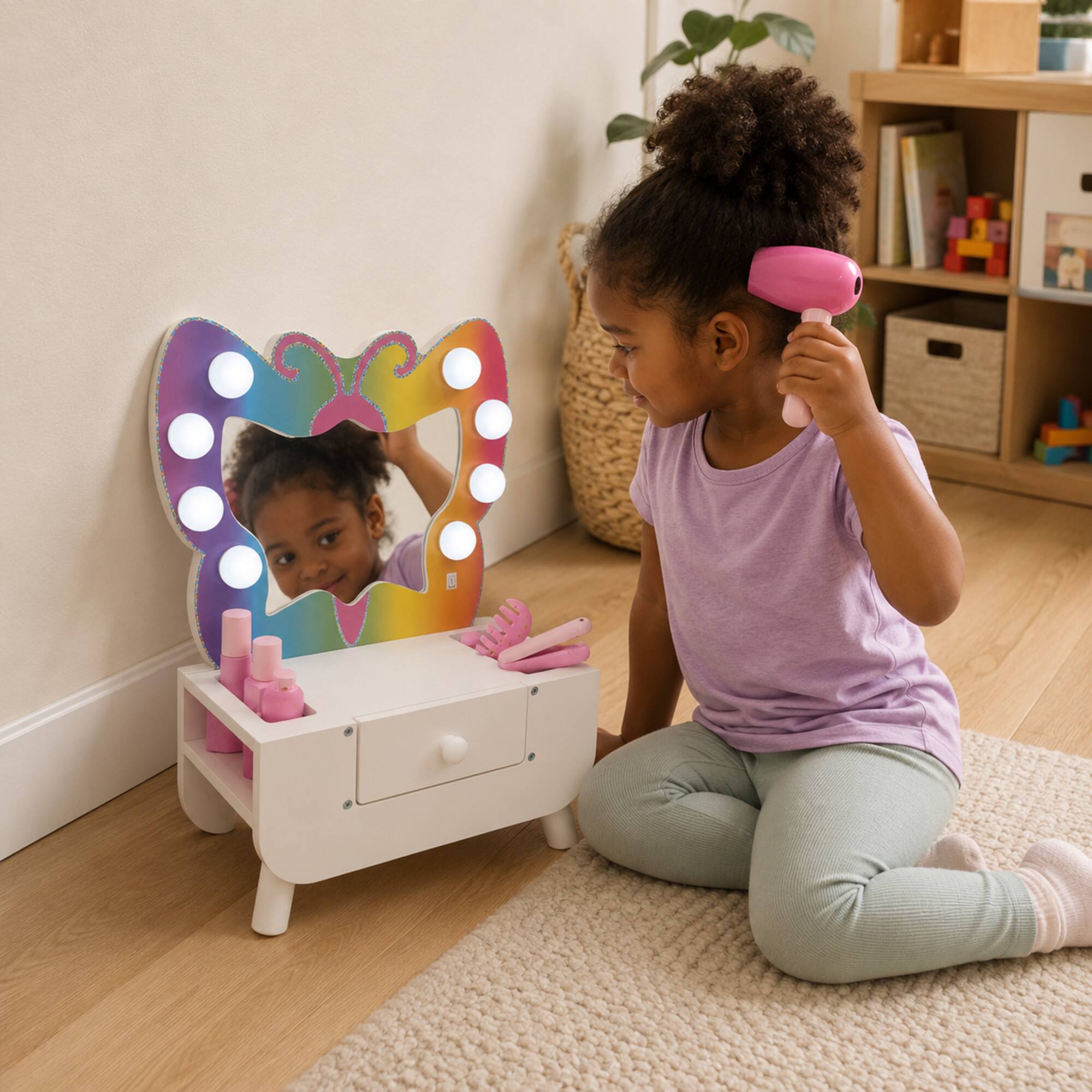 Alt View 1. Teamson Kids - Kids Tabletop Vanity and Light up Mirror.