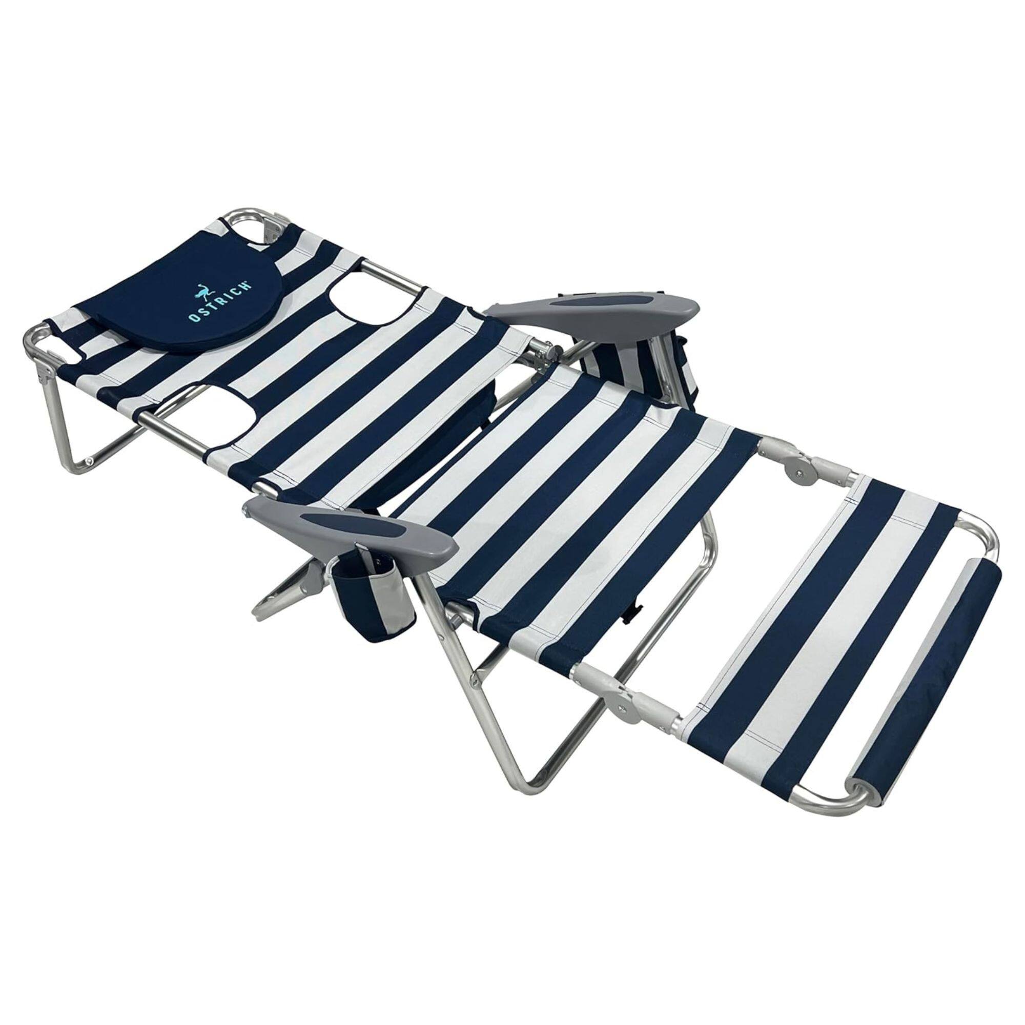 Alt View 4. Ostrich - Deltess Ostrich 3 In 1 Portable Chair Cooler Bag & Reclining Lounger, Blue/White - Blue, White Striped.