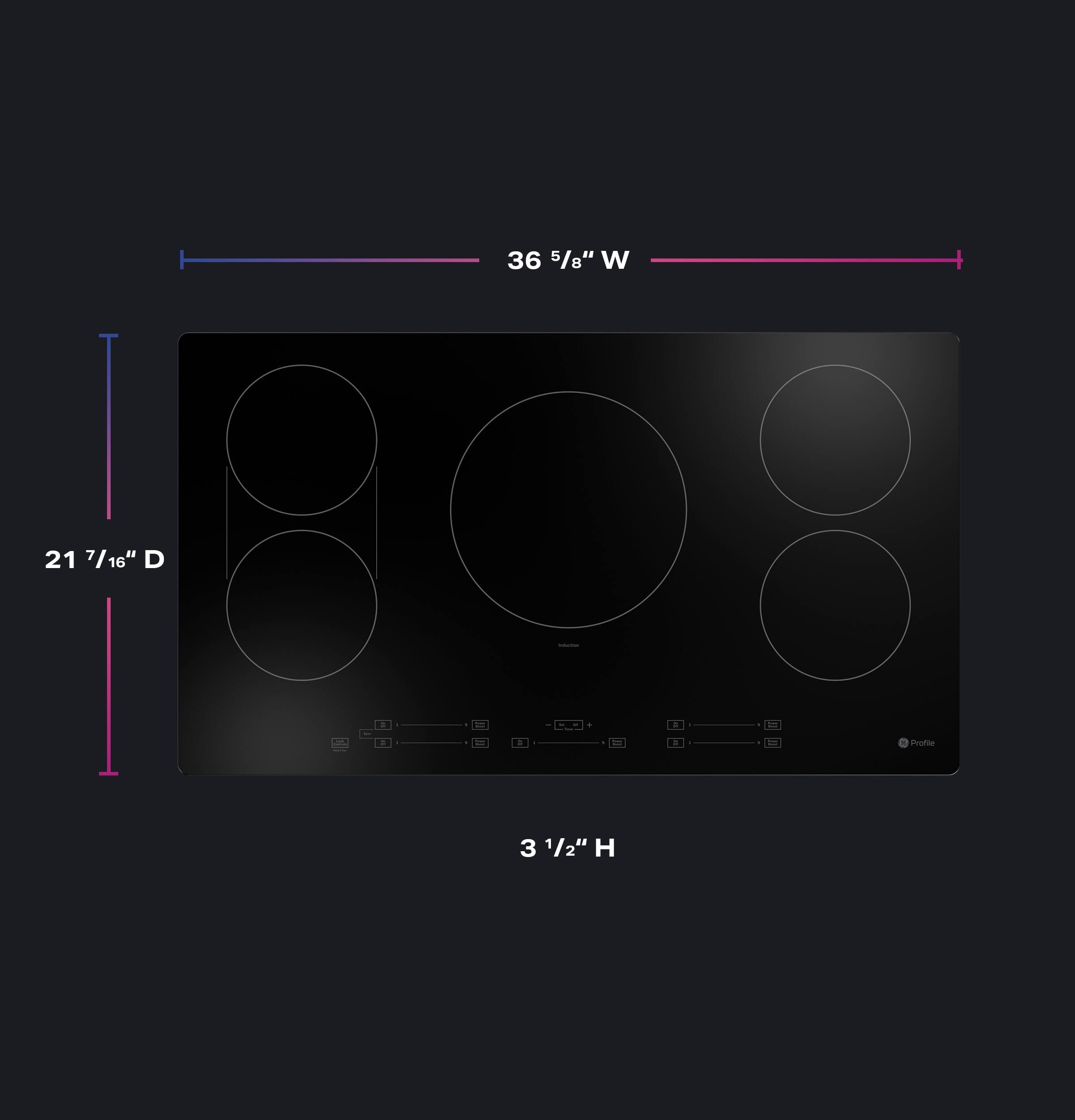 36 5/8" W x 21 7/16" D x 3 1/2" H