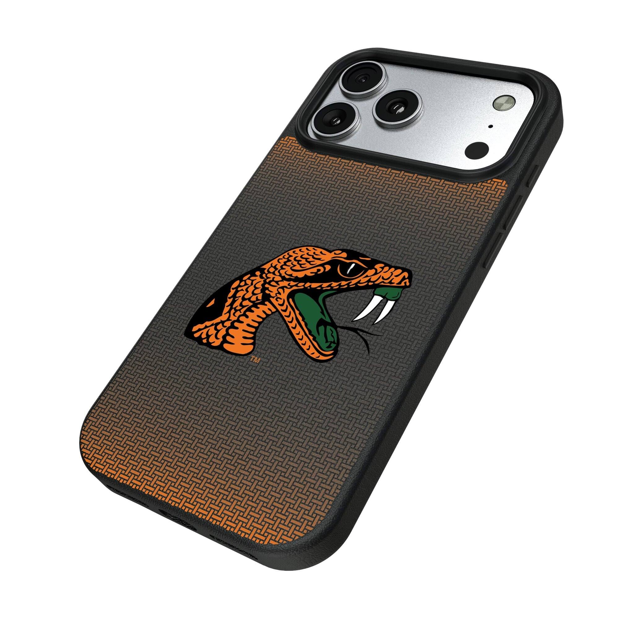 Alt View 1. Keyscaper - Florida A&M Rattlers Linen Logo iPhone Magnetic Bump Case - 15 - Black.