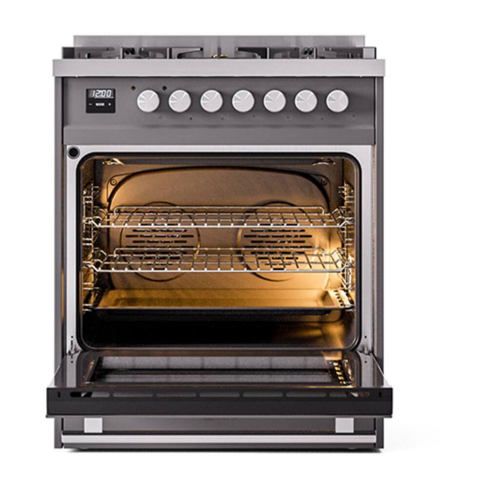 Alt View 1. ILVE - ILVE Professional Plus II 30 inch Dual Fuel Range with 5 Burners (Liquid Propane, Graphite Matte) - Graphite Matte.