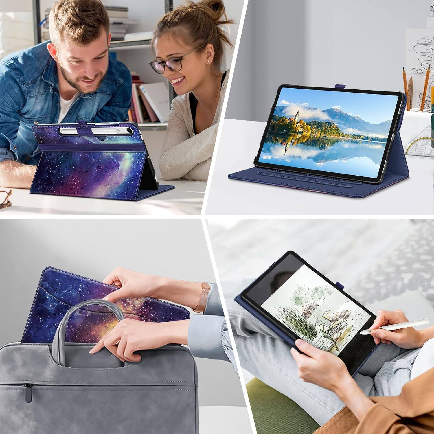 Alt View 3. Fintie - Multi-Angle Case for Samsung Galaxy Tab S10 Lite/ Tab S10 FE/ Tab S9 FE/ Tab S9, With Front Card Pocket, Auto Wake/Sleep - Galaxy.