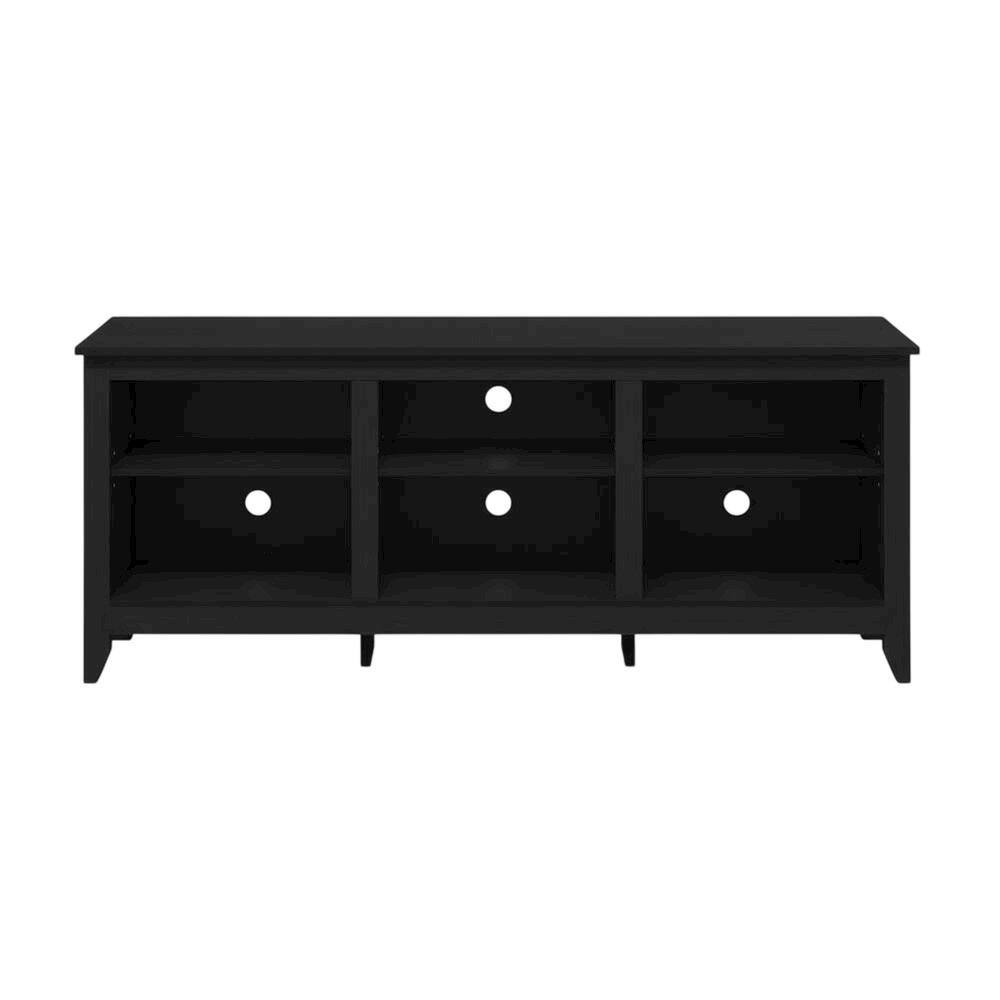 Alt View 3. FurniFact - Wood TV Entertainment Center for 65 Inch TV with Américo Finish and Storage - Black.