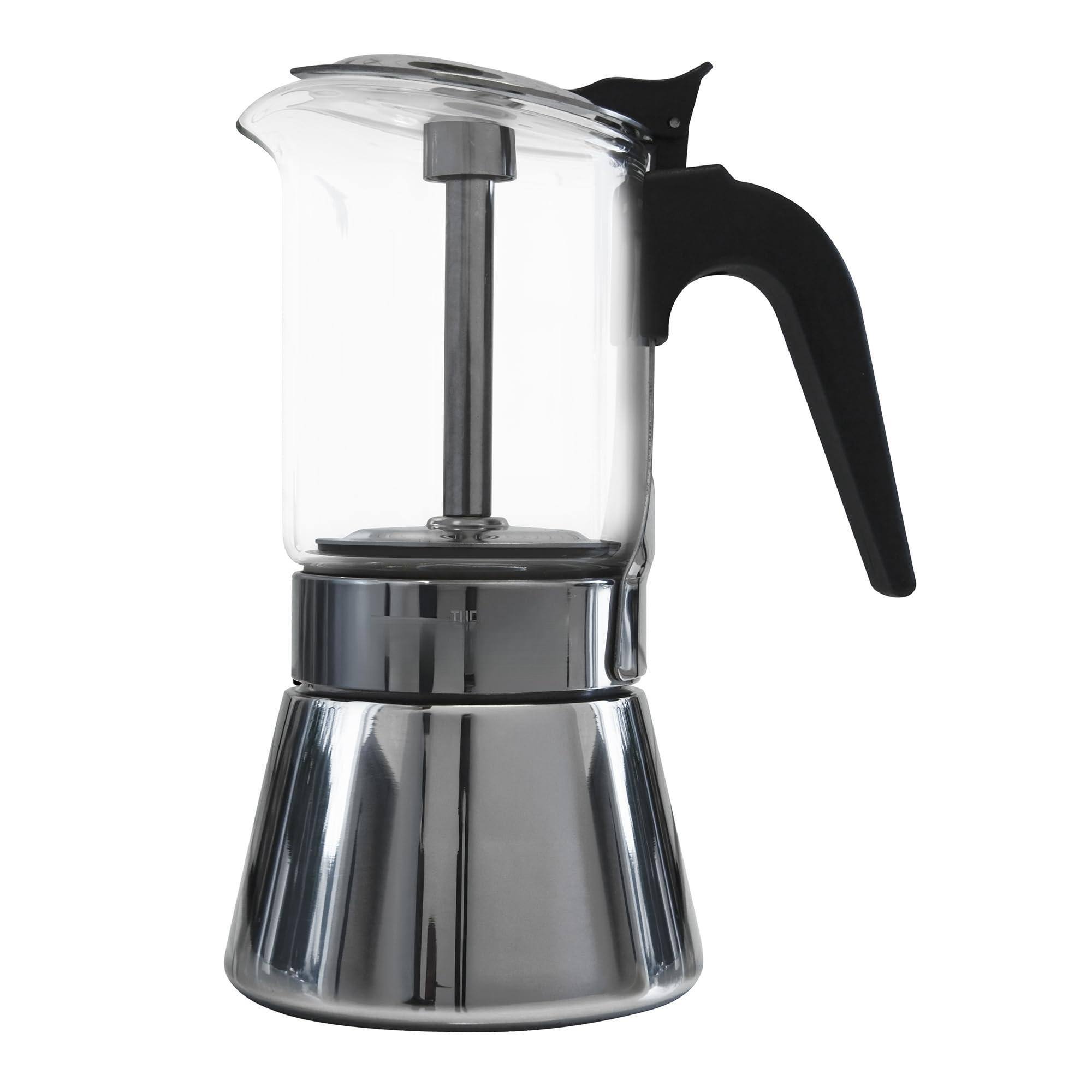 Alt View 1. Dapper Styles - London Sip Glass And Stainless Steel Stovetop Espresso Maker Moka Pot Italian Coffee Percolator (10.) - Silver-Large.