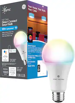 Cync - A21 Smart LED Light Bulbs (1 Pack) - Color Changing - Full Color