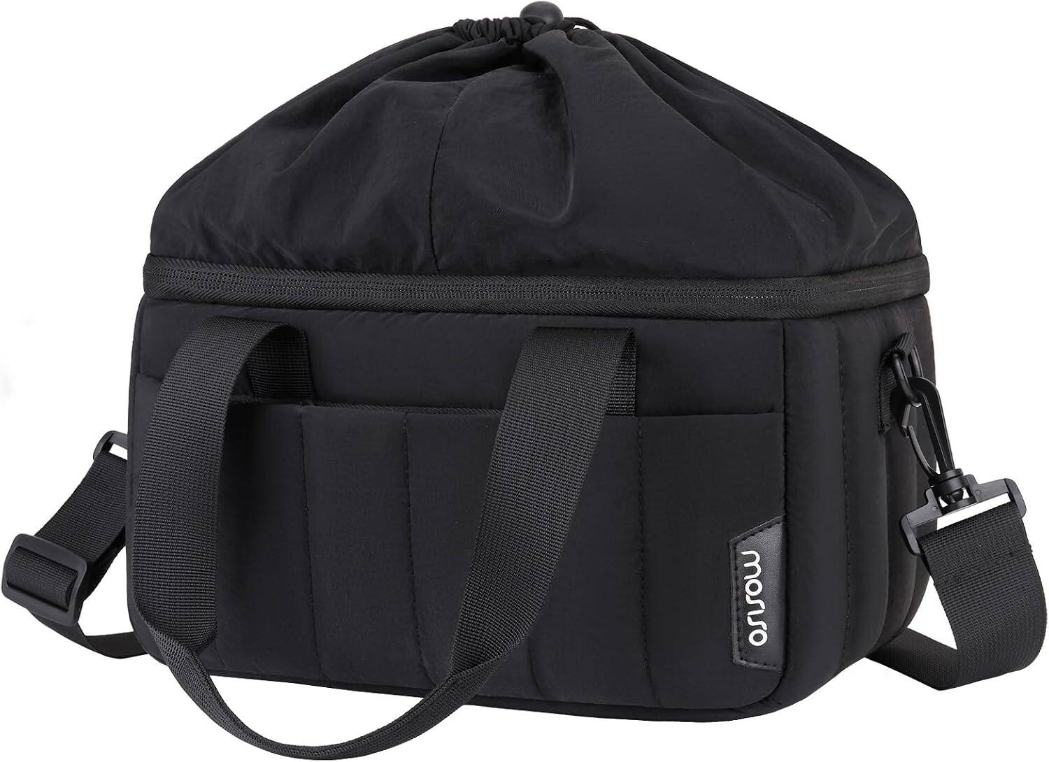 Front. mosiso - Camera Bag, DSLR, SLR & Mirrorless Puffy Crossbody Sling Bag with Rain Cover & Shoulder Strap - Black.