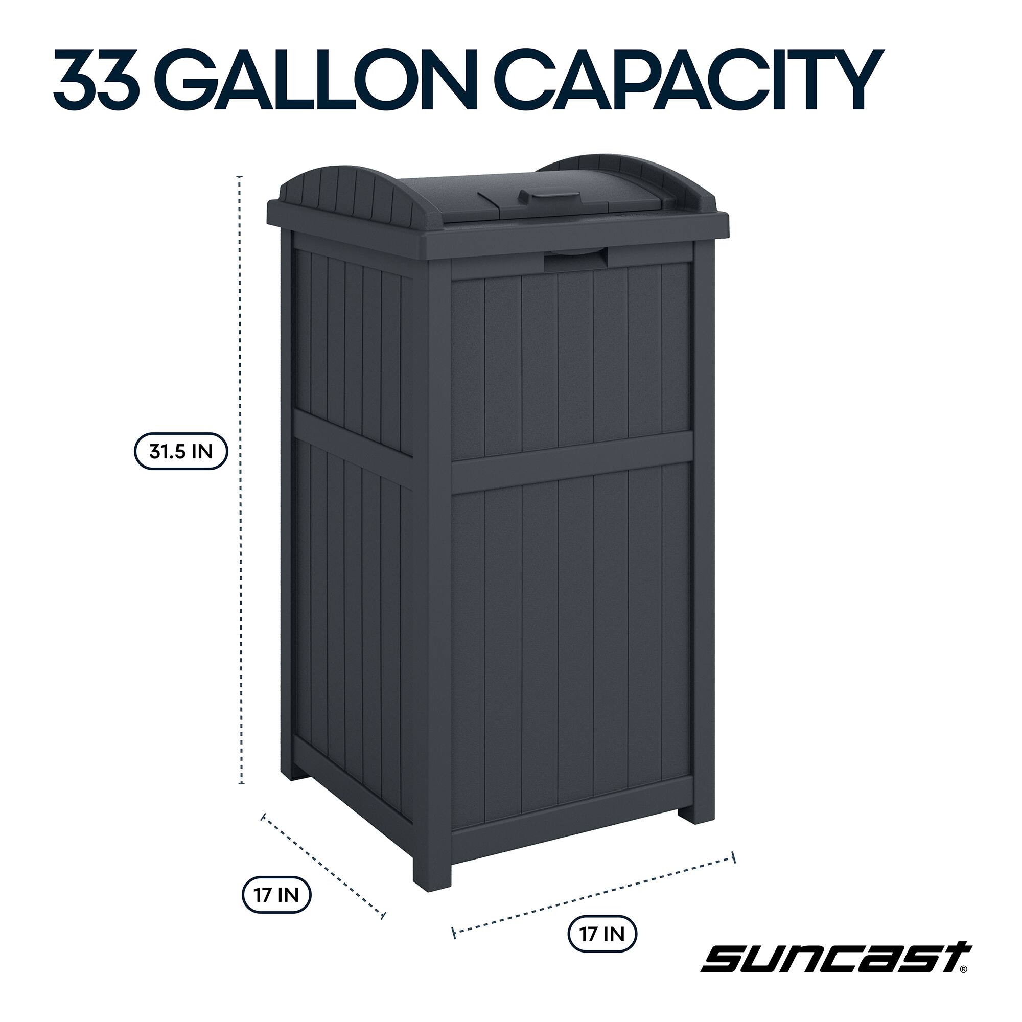 Suncast Trashcan Hideaway Outdoor 33 Gallon Garbage Trash Waste
