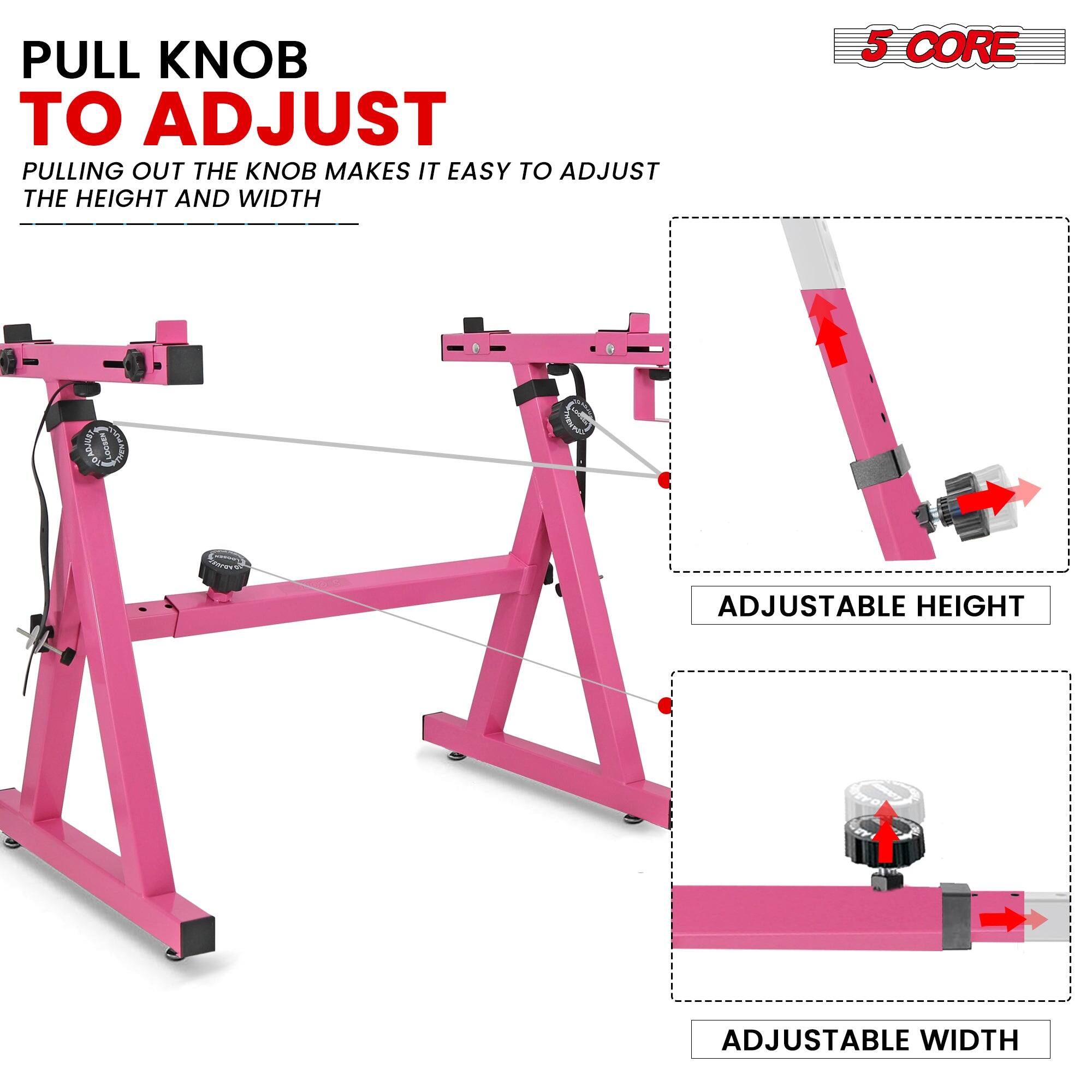 PULL KNOB TO ADJUST

PULLING OUT THE KNOB MAKES IT EASY TO ADJUST THE HEIGHT AND WIDTH

5 CORE

ADJUSTABLE HEIGHT

ADJUSTABLE WIDTH