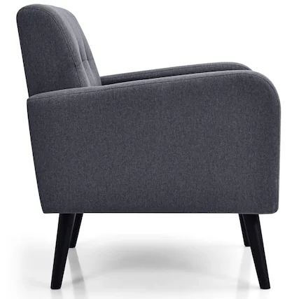 Front. Kadyn - Modern Upholstered Comfy Accent Chair Single Sofa with Rubber Wood, Fabric Lazy Chair Large Accent Chair - Gray.