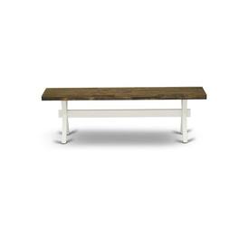 East West Furniture - Mid Century Modern Dining Bench with Solid Wood Seat - Brown