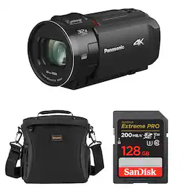 Bundle - Panasonic - HC-VX3 4K UHD Camcorder, with 128GB Memory Card and Shoulder Bag