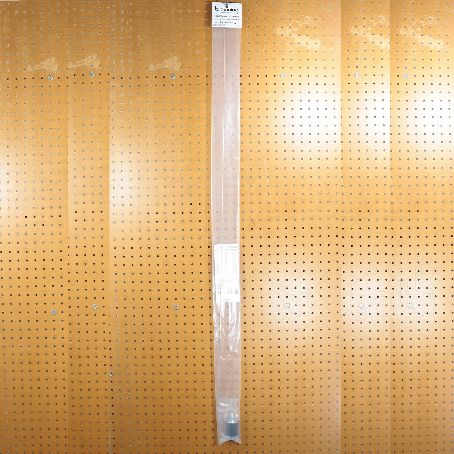 Back. Browning - 132 MHz to 174 MHz No Ground Plane VHF 2.4-dBd Gain 51.25" Tall Tunable NMO Antenna BR-155, 5-MHz Bandwidth - Silver.