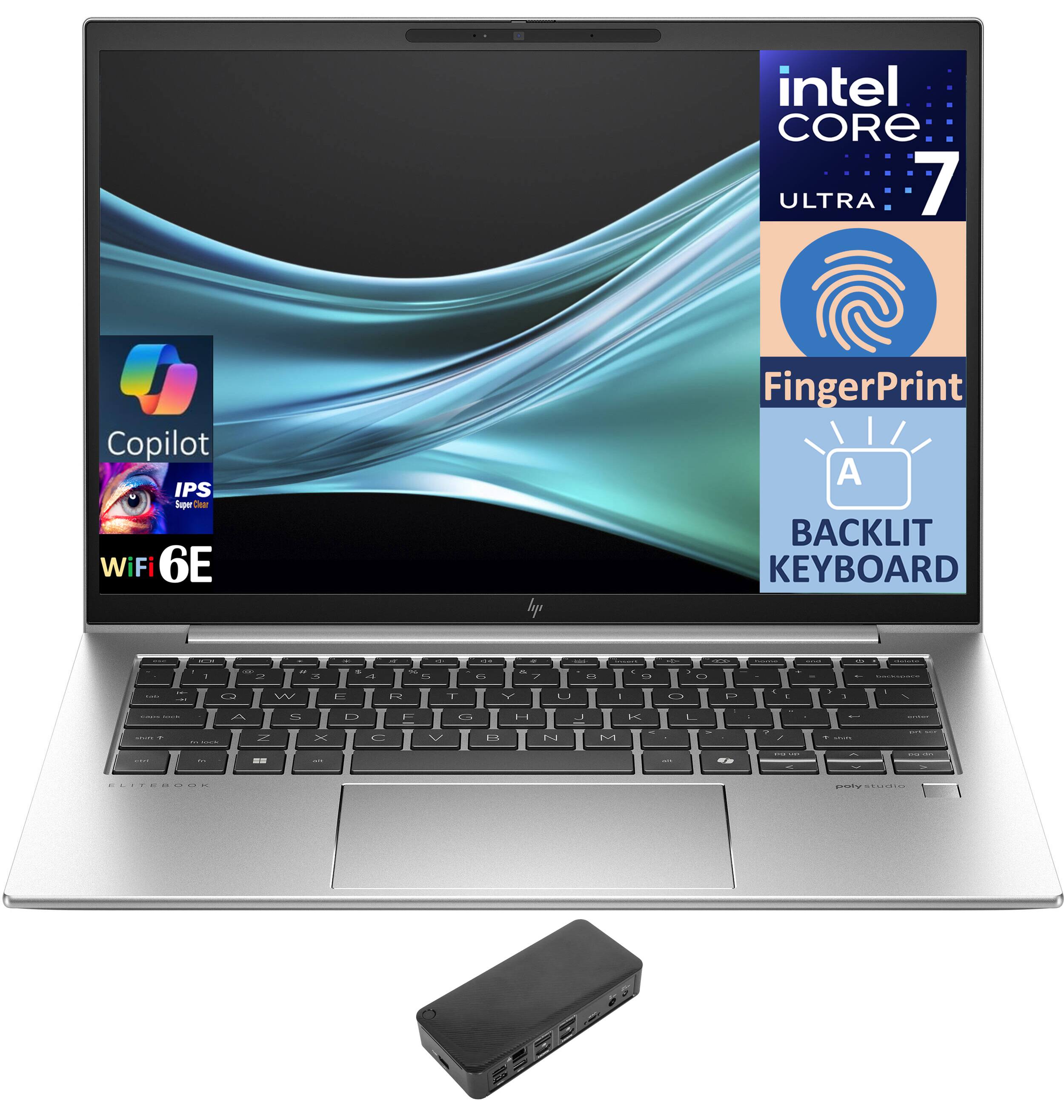 Intel Core Ultra 7  
Copilot  
IPS Super Bright  
WiFi 6E  
FingerPrint  
Backlit Keyboard